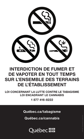 Interdiction de fumer et de vapoter sur l'ensemble des terrains de l'établissement