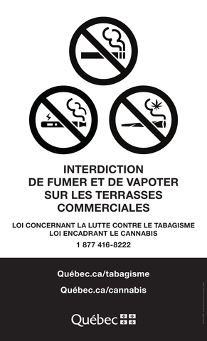 Interdiction de fumer et de vapoter sur les terrasses commerciales
