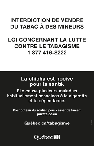Interdiction de vendre du tabac à des mineurs (chicha)