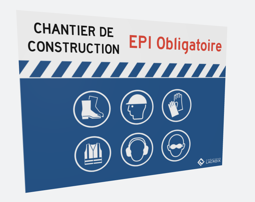 Enseigne de chantier personnalisable EPI – 24 x 18 po (Coroplast)