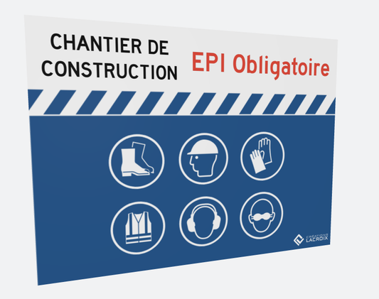 Enseigne de chantier personnalisable EPI – 24 x 18 po (Coroplast)