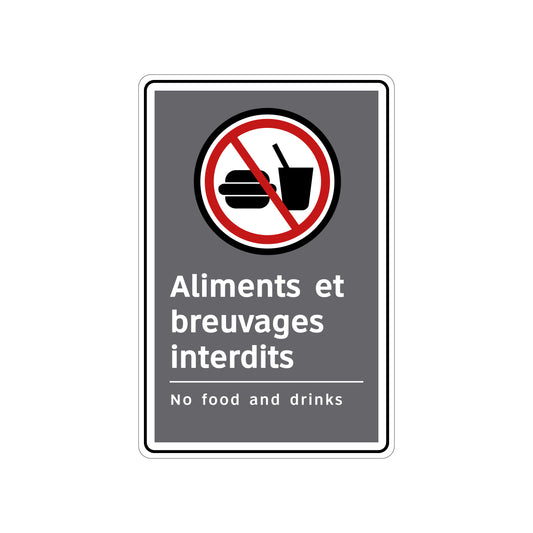 Panneau de sécurité CSA – Aliments et breuvages interdits – Français / Anglais