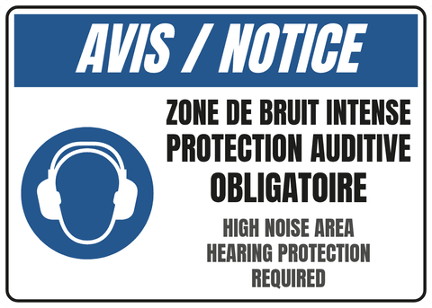 Zone de bruit intense Protection auditive obligatoire