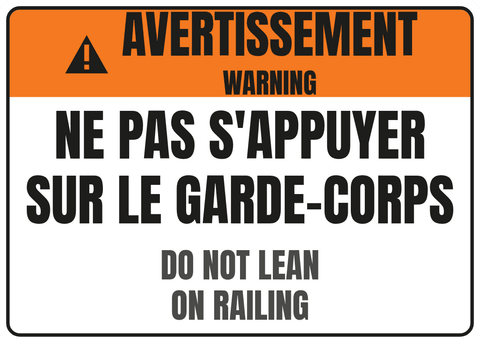 Ne pas s'appuyer sur le garde-corps
