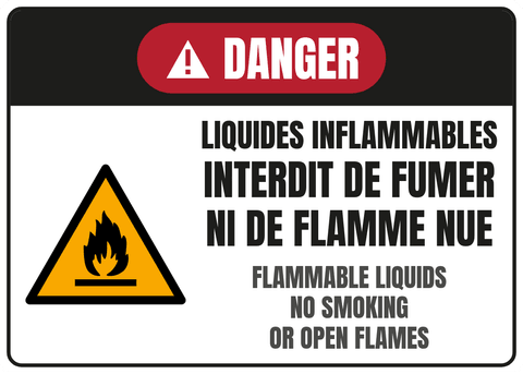 Liquides inflammables Interdit de fumer ni de flamme nue