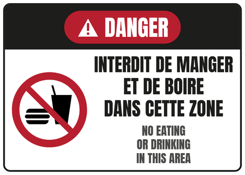 Interdit de manger et de boire dans cette zone