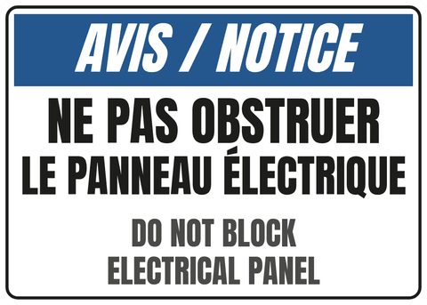 Ne pas obstruer le panneau électrique