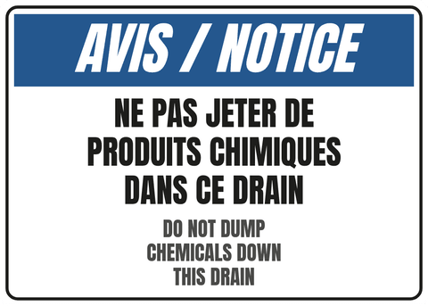 Ne pas jeter de produits chimiques dans ce drain
