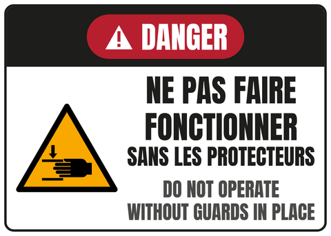 Ne pas faire fonctionner sans les protecteurs
