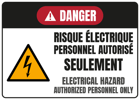 Risque électrique Personnel autorisé seulement