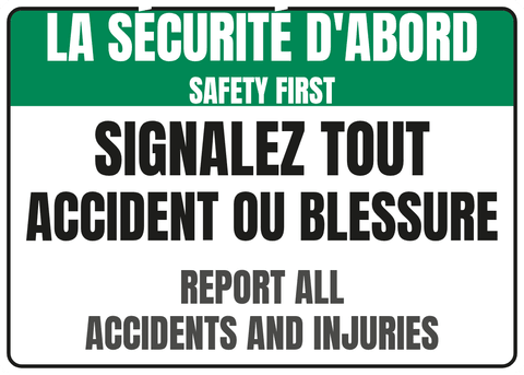 Signalez tout accident ou blessure