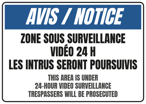 Zone sous surveillance vidéo 24 h Les intrus seront poursuivis