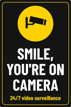 SMILE, YOU'RE ON CAMERA · 24/7 video surveillance
